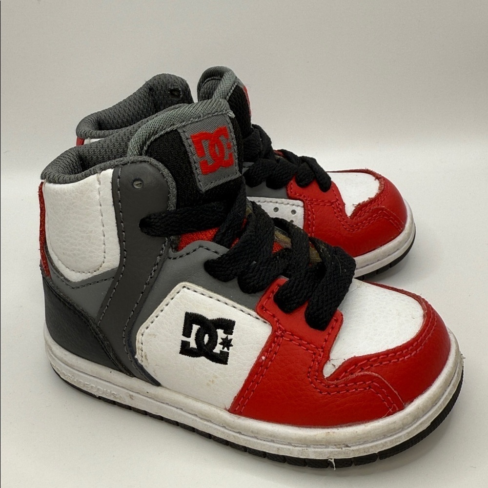 DC Sneaker Hightop Skateboard Red and White Sneakers Size 5 Toddler